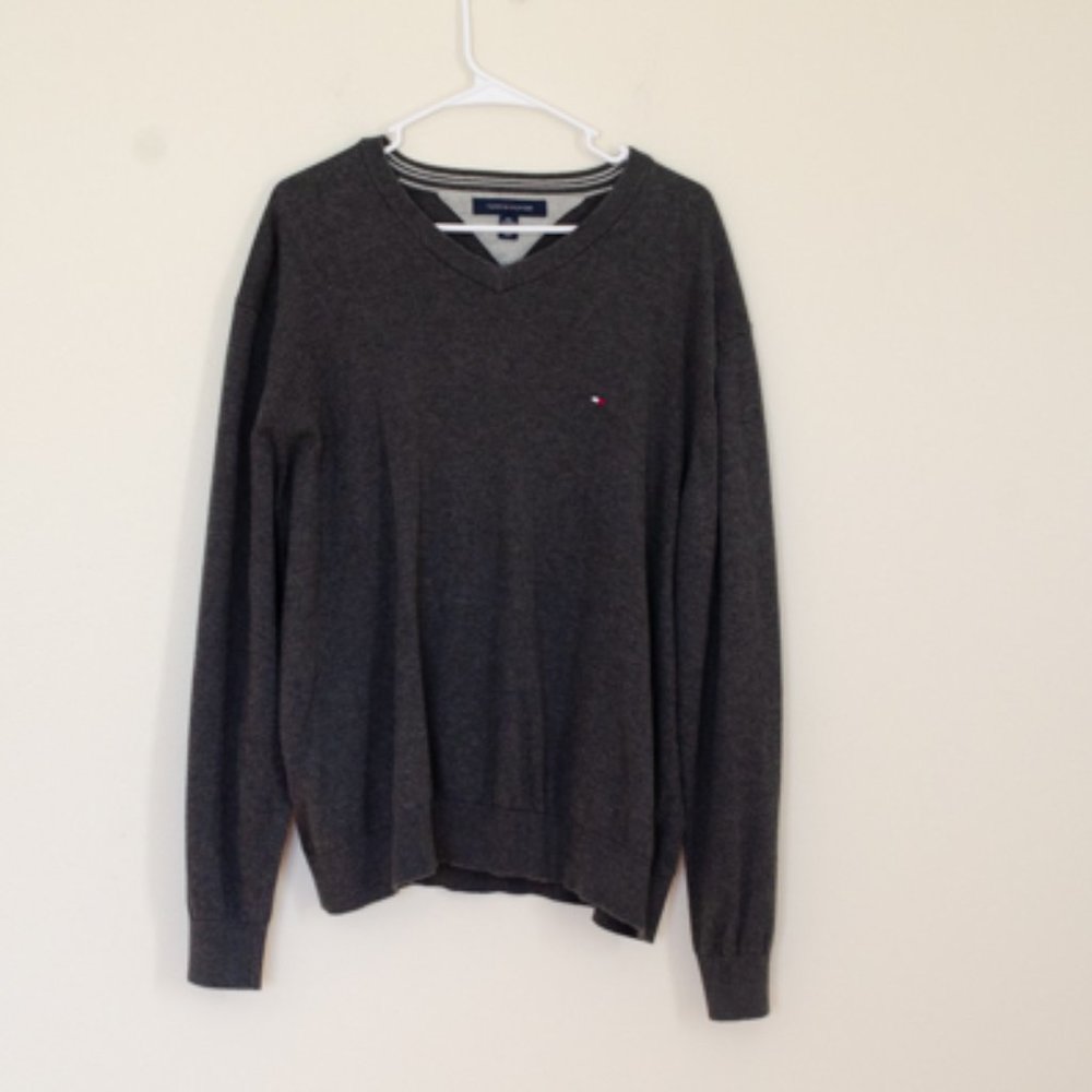 Vintage Tommy Hilfiger Cotton Men's Gray Sweater